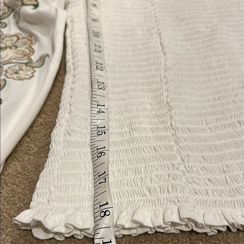 Lucky Brand White Smocked Puff Sleeve Blouse​​​​ - Picture 6 of 8